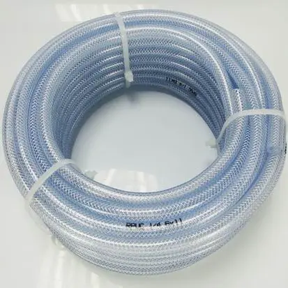 Manguera flexible reforzada con fibra trenzada de PVC transparente